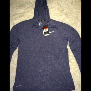 Nike Dri Fit Navy Mica Mens Long Sleeve Hoodie sizes LG & XL